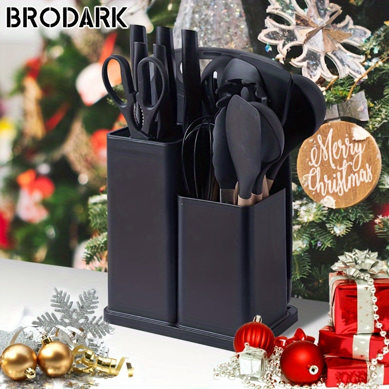 1 Set Kitchen Utensil Set, Silicone Cookware Set, 19pcs Silicone Kitchen Utensil Set, Wooden Cooking Utensils, Kitchen Gadgets, Silicone Cutlery Set, Kitchen Tools With Storage Bucket, Kitchen Stuff