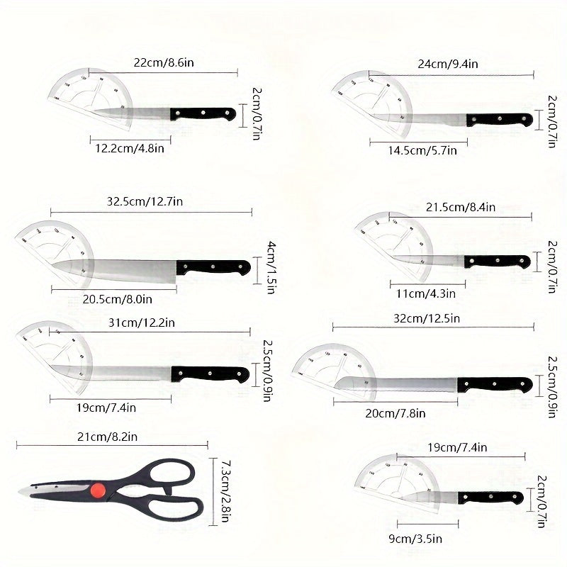 8/15pcs/set, Kitchen Knife Set, High-carbon Stainless-steel Blades Knives Set, Knife With Wood Block, Professional Knife With Black Handles For Home & Restaurant Use, Kitchen Stuff