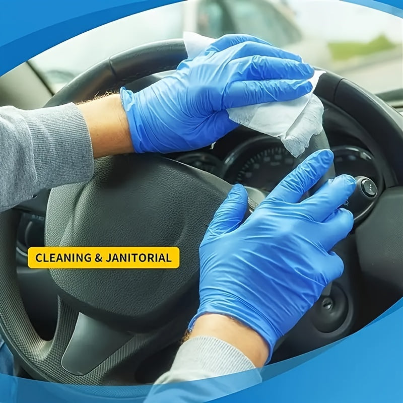 50/100pcs, Nitrile Thickened Disposable Gloves, Durable Waterproof And Oil-proof Household Cleaning, Hair Dyeing, Food Grade Special Car Washing Gloves, Kitchen Stuff