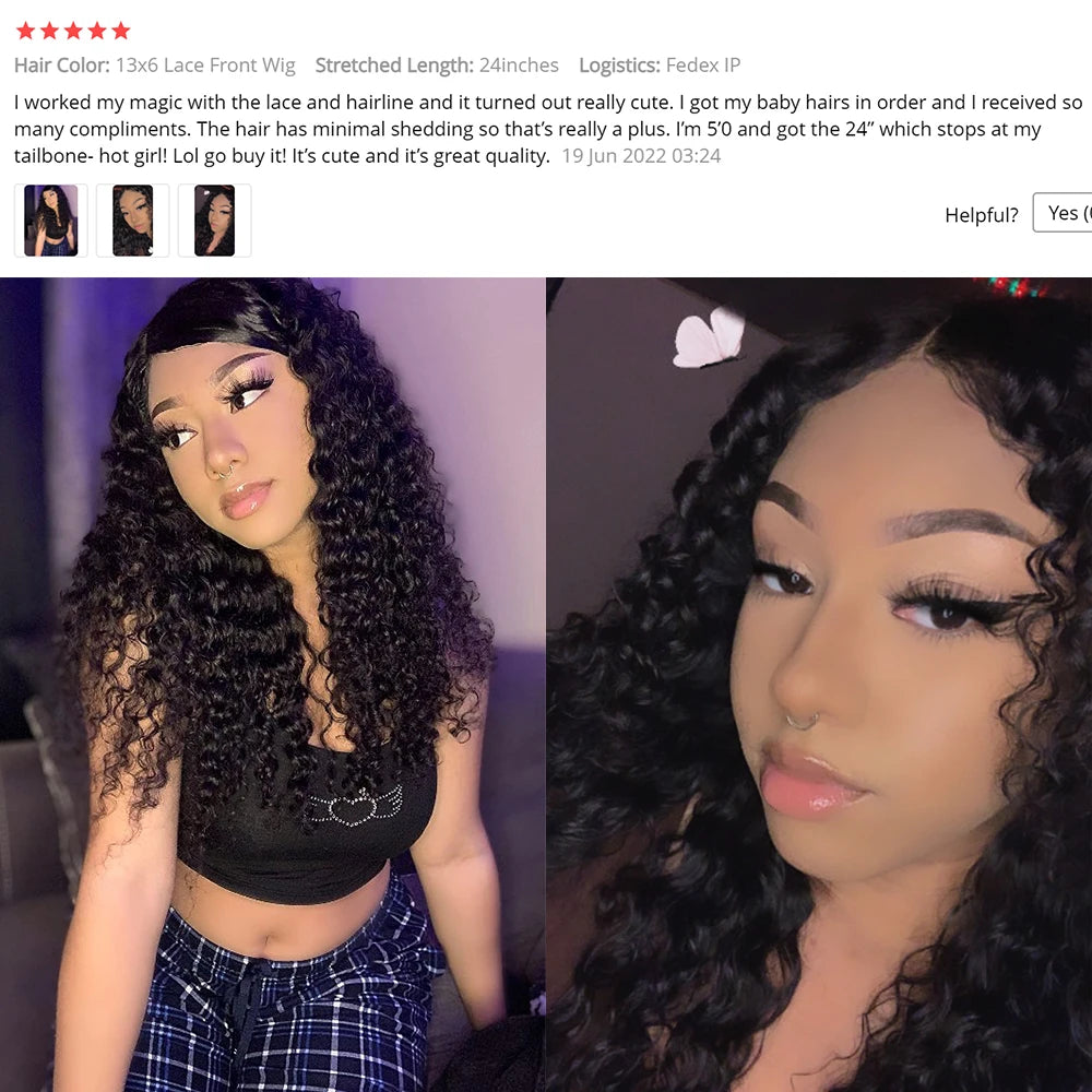 Full Lace Human Hair Wigs Deep Curly 13x6 HD Lace Frontal Wigs Brazilian Lace Front Human Hair Wigs Pre Plucked With Baby Hair