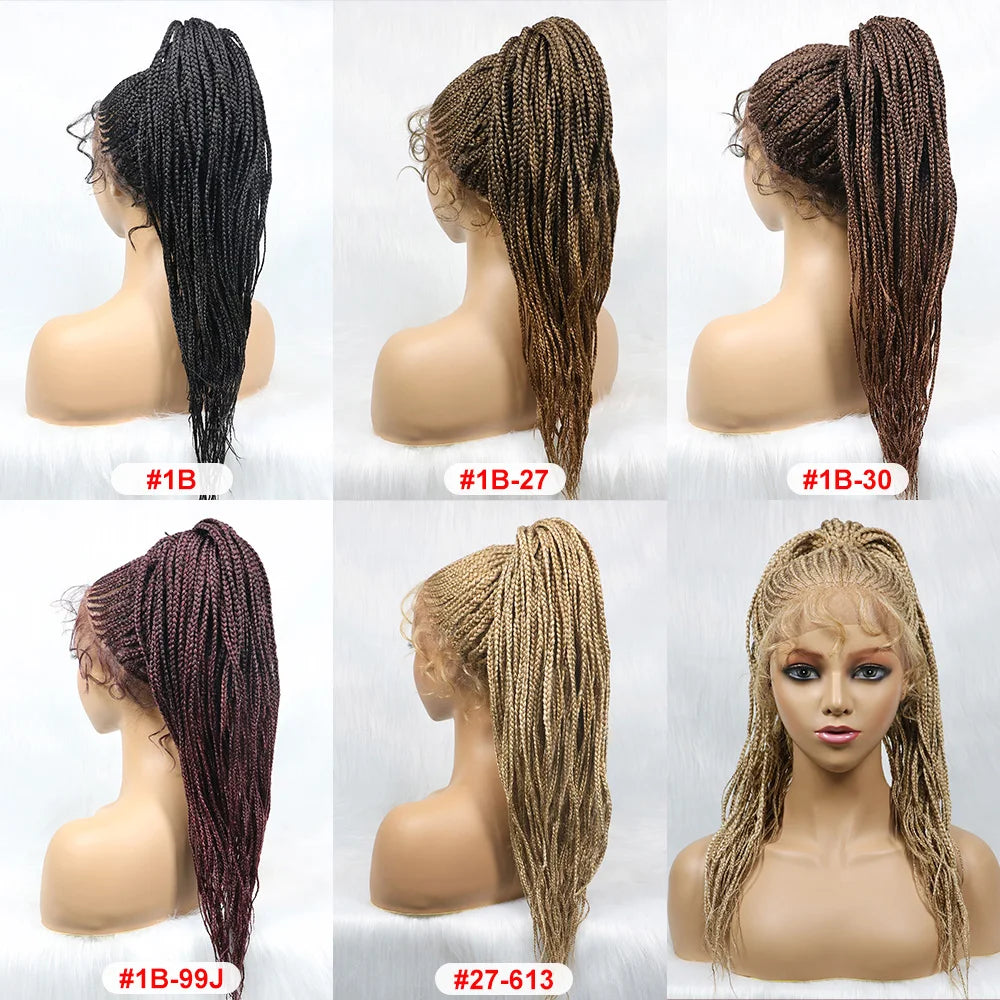 Braided Wigs Ponytail Synthetic Lace Front Wigs for Black Women Updo Style Super Lightweight Cornrow Braids Daily Wear Wigs