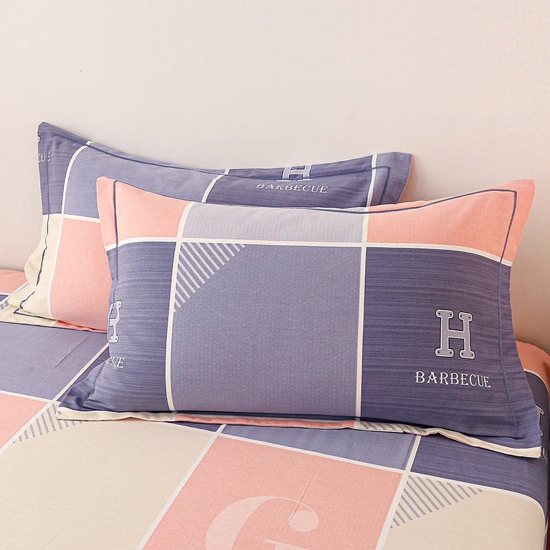 New Arrival Grid 100% Organic Cotton 300TC All-Season Wholesale Cotton Bed Sheets Bed Flat Sheet Set
