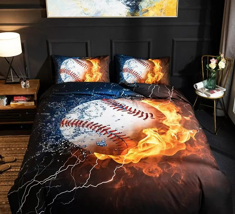High-Quality Bedding Set Super Cool King Size Sports Football Polyester 3-Piece Duvet Cover with Pillowcases for Children