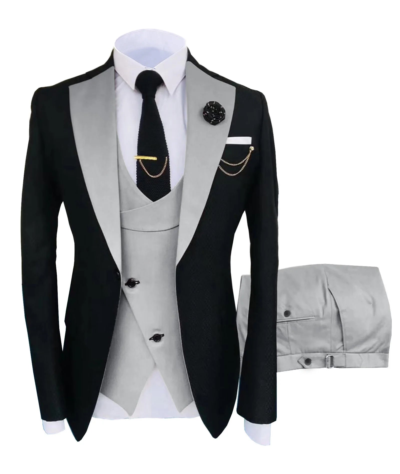 New Costume Homme Popular Clothing Luxury Party Stage Men's Suit Groomsmen Regular Fit Tuxedo 3 Peice Set Jacket+Trousers+Vest