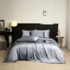 100% Bamboo Sateen Solid Bedding Set Ultra-Soft, Breathable 4-Piece Luxury Duvet Cover Set for Naked Sleeping