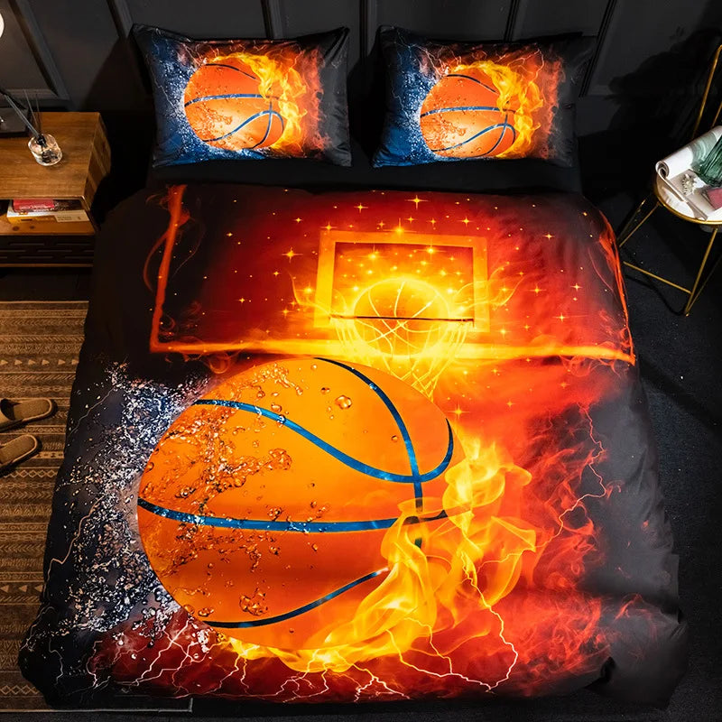 High-Quality Bedding Set Super Cool King Size Sports Football Polyester 3-Piece Duvet Cover with Pillowcases for Children