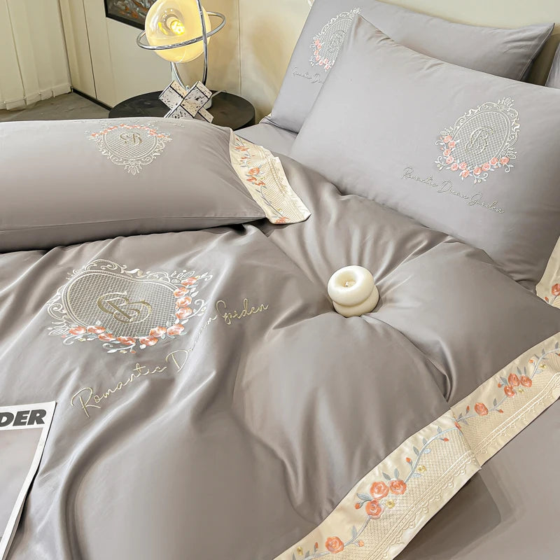 Super Soft Touch 200TC Long Staple Cotton Printed Customizable 4-Piece Modern All-Season Fade Resistant Bedding Set Duvet Bed