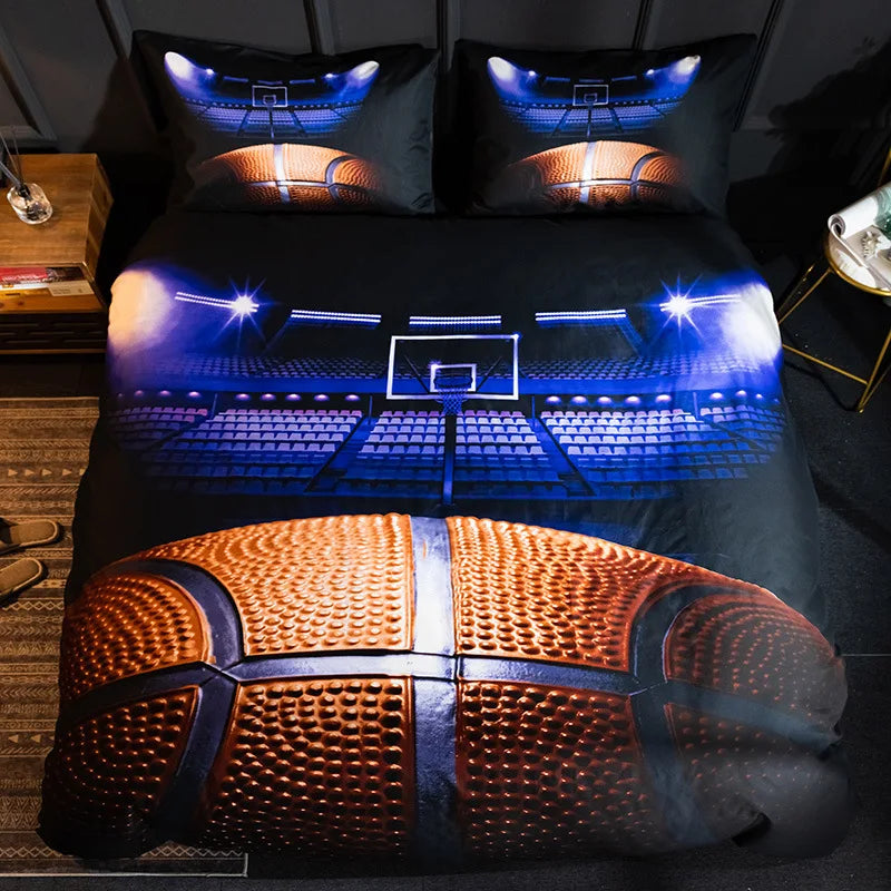 High-Quality Bedding Set Super Cool King Size Sports Football Polyester 3-Piece Duvet Cover with Pillowcases for Children