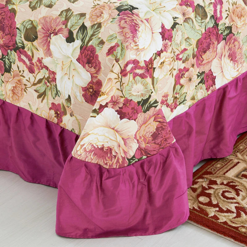 American Bohemian Jacquard Printed Cotton Bedding Set Ruffles 400TC Eco-Friendly 4-Piece Lace Skirt Bed Set All-Season Quality