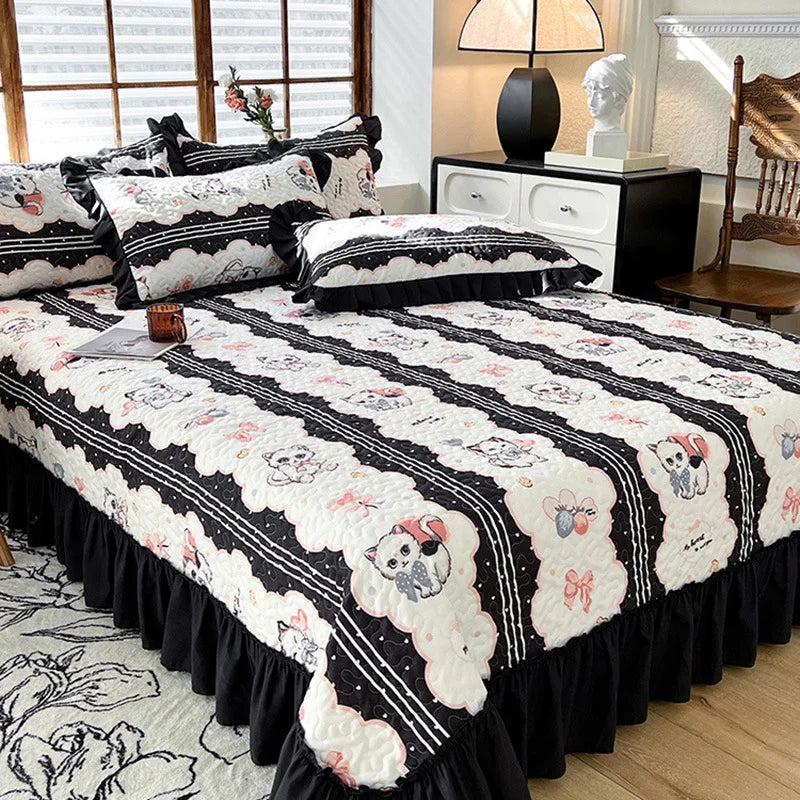 French Hepburn Cotton Bed Cover Four Piece Set Princess Style Single Product Lace Bed Sheet Mattress Bedding Wholesale