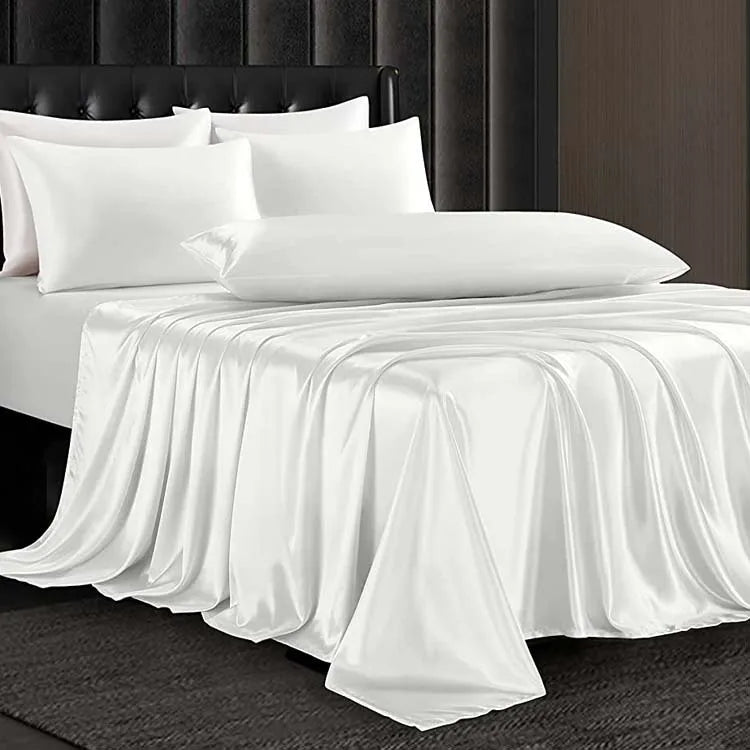 Multiple Colors Available 22 Momme 100% Mulberry Silk Bedding Set Wide Width Seamless Four-Piece Silk Duvet Cover Bed Sheet