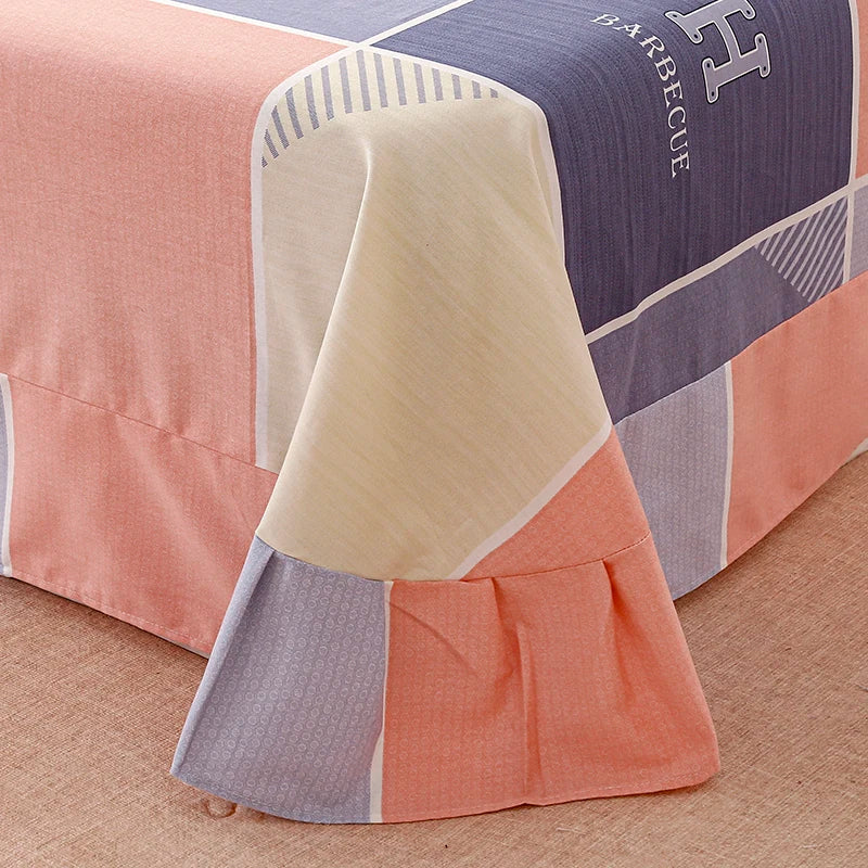 New Arrival Grid 100% Organic Cotton 300TC All-Season Wholesale Cotton Bed Sheets Bed Flat Sheet Set