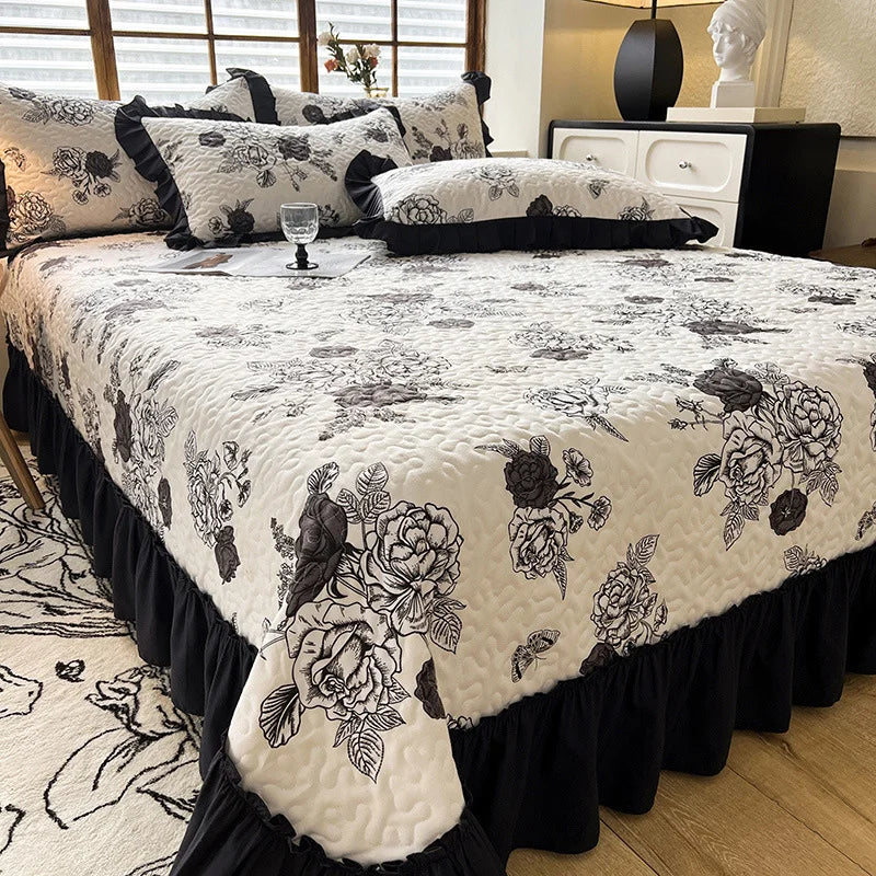 French Hepburn Cotton Bed Cover Four Piece Set Princess Style Single Product Lace Bed Sheet Mattress Bedding Wholesale