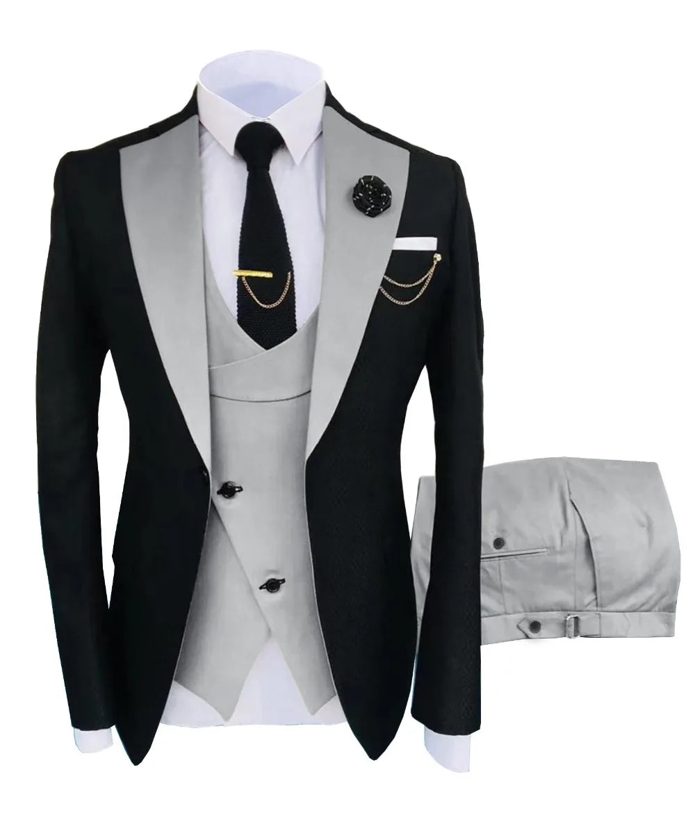 New Costume Homme Popular Clothing Luxury Party Stage Men's Suit Groomsmen Regular Fit Tuxedo 3 Peice Set Jacket+Trousers+Vest