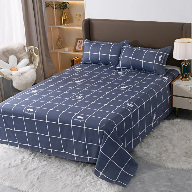 Home Textile Microfiber Simple Polyester Printed Bed Sheet Set 300tc Eco-Friendly 1pc Wholesale Bedding Flat Sheet
