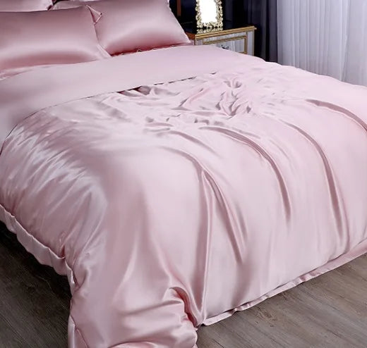 Multiple Colors Available 22 Momme 100% Mulberry Silk Bedding Set Wide Width Seamless Four-Piece Silk Duvet Cover Bed Sheet
