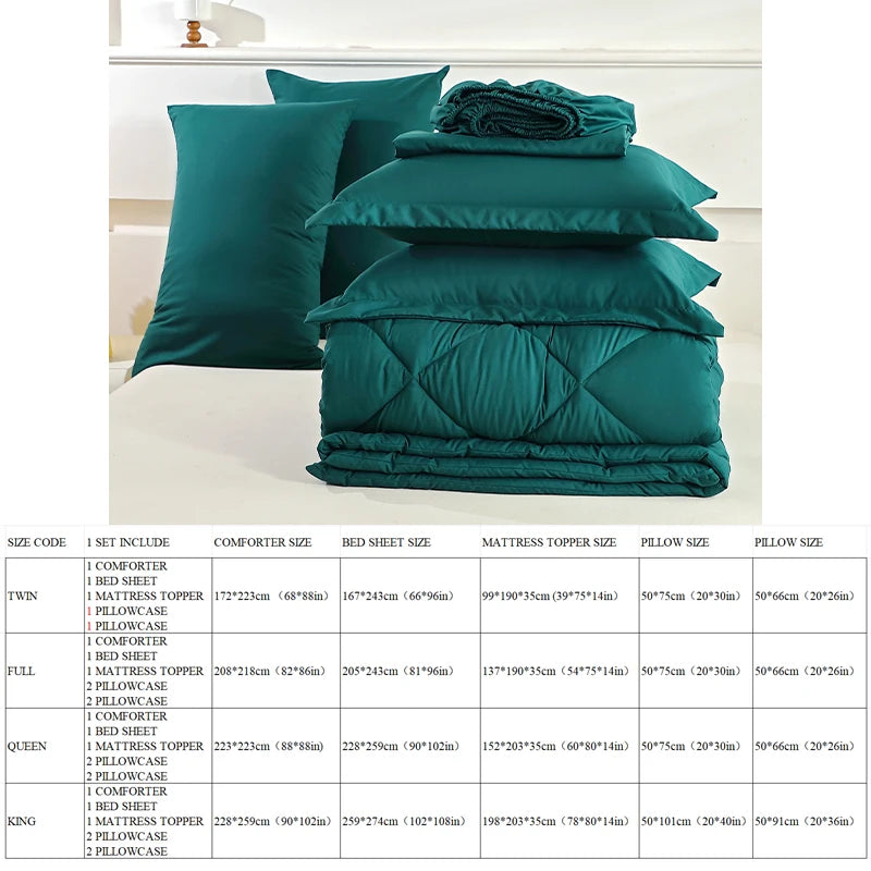 7-Piece Mattress Protector Cover Comforter and Pillowcases Flat Sheet Set Premium Bedding for Comfort and Relaxation