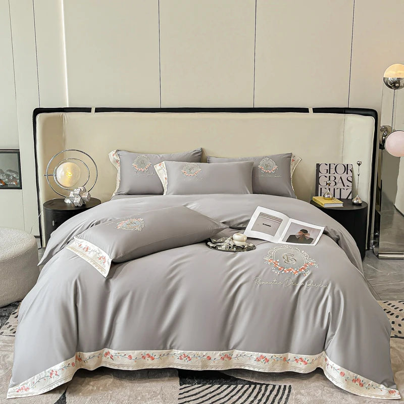 Super Soft Touch 200TC Long Staple Cotton Printed Customizable 4-Piece Modern All-Season Fade Resistant Bedding Set Duvet Bed