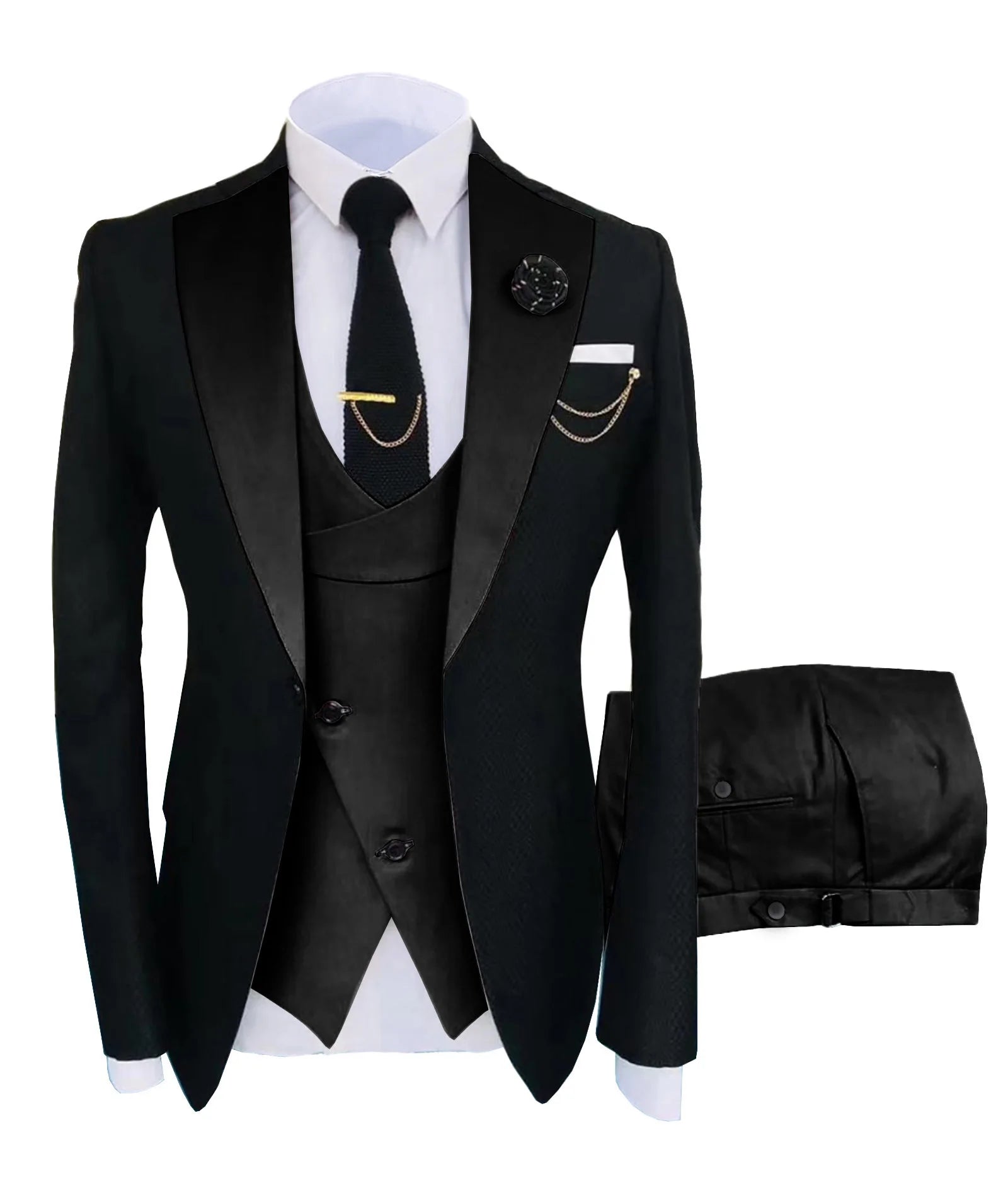 New Costume Homme Popular Clothing Luxury Party Stage Men's Suit Groomsmen Regular Fit Tuxedo 3 Peice Set Jacket+Trousers+Vest