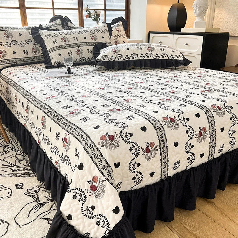 French Hepburn Cotton Bed Cover Four Piece Set Princess Style Single Product Lace Bed Sheet Mattress Bedding Wholesale