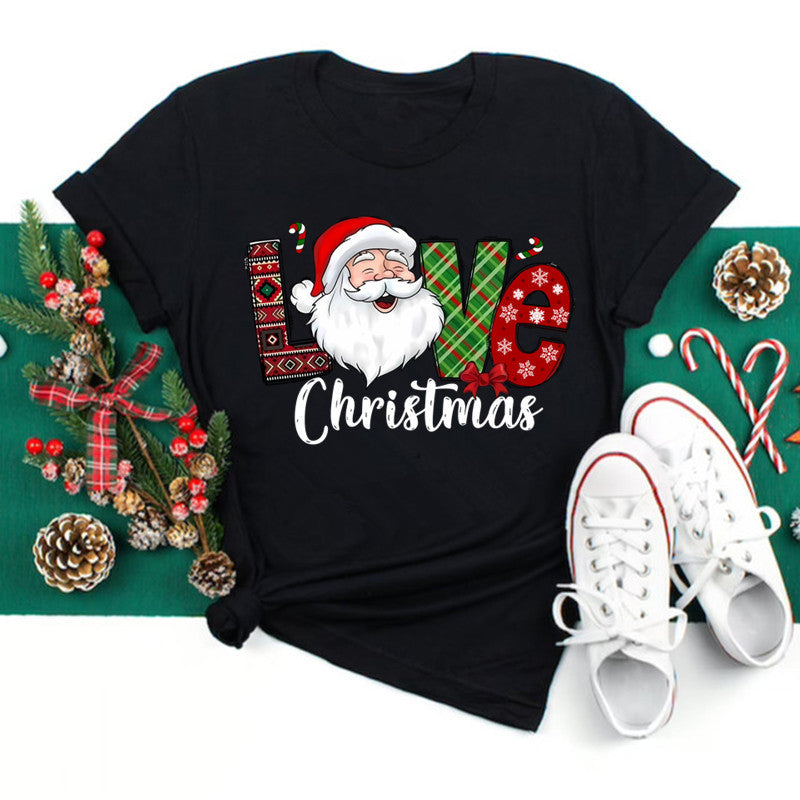 Merry Chrismas Merry Christmas 2025 New Year Christmas plus size crew neck short sleeve T-shirt