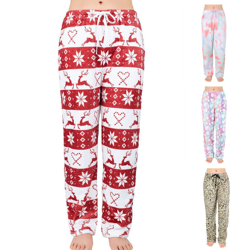 2023 European and American Amazon temu popular autumn and winter New Christmas printed pants casual home pants plus size women's clothing
