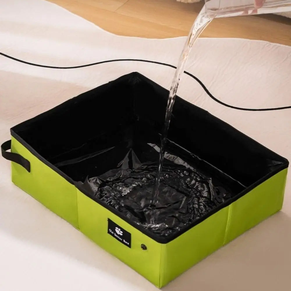 Easy To Clean Waterproof Portable Cat Litter Box Oxford Reusable Cat Toilet Tray Folding Pet Garbage Bin for Cats and Dogs