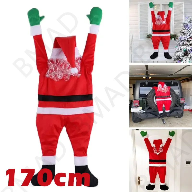 Christmas Climbing Santa Claus Hanging Decoration Outdoor Ornament for Wall Window Yard Home Holiday Party DIY Decor