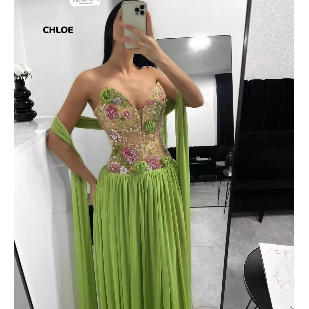 Line A Luxury Elegant Party Dresses for Wedding Woman Off the Shoulders Women's Ball Gown Sleeveless Customized Chiffon Evening