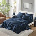 Cal King Satin Sheet Set 4 Pcs Luxury Bedding Solid Color Modern Style Machine Washable Bedroom Use