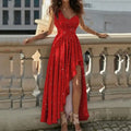 Women's Elegant One Shoulder Glitter Sparkle High Slit Maxi Dress Formal Evening Gown Boho Beach Party Dress