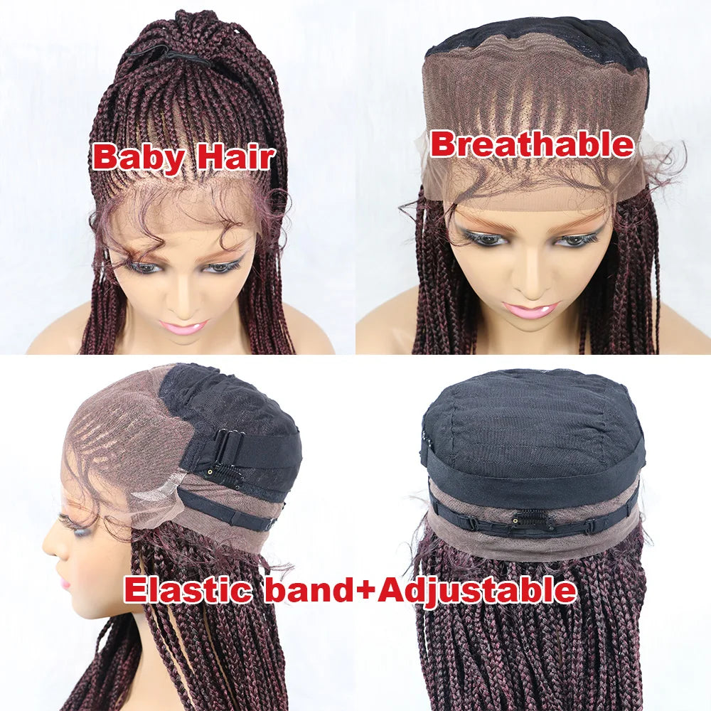 Braided Wigs Ponytail Synthetic Lace Front Wigs for Black Women Updo Style Super Lightweight Cornrow Braids Daily Wear Wigs