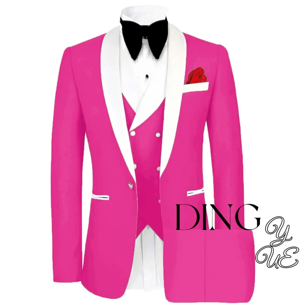 Men 3 Piece Suit Mens Tuxedo Suit for Men Slim Fit Suits One Button Shawl Lapel Wedding Suit Tuxedos trajes para hombre