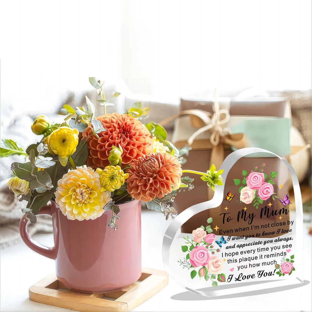 Mum Gifts Mothers Day Gifts From Daughter Son To My Mum I Love You Acrylic Heart Shape Plaque For Mum Mother Mummy Birthday