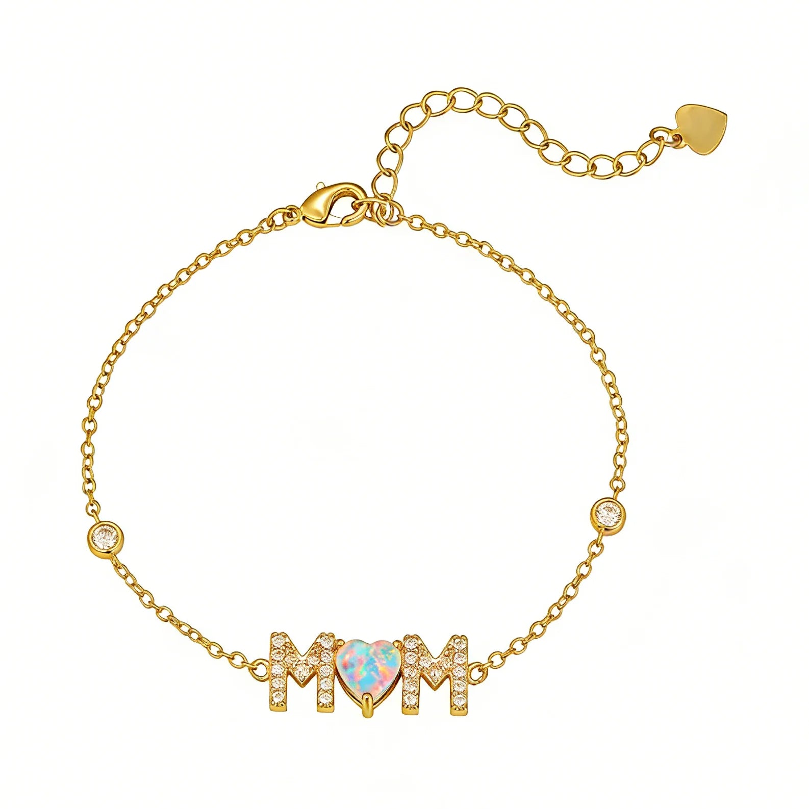 Gifts for Mother from Child,Family Love Jewelry,White Opal & Cubic Zircon,Sentimental MOM Bracelet Perfect for Mother's Day Gift