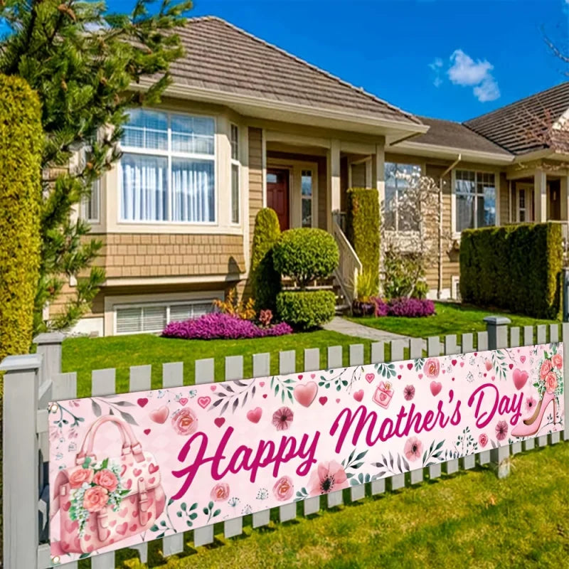 Mother'S Day Celebration Banner Expressing Love For Mothers. Indoor And Outdoor Celebration Activities With Decorations.