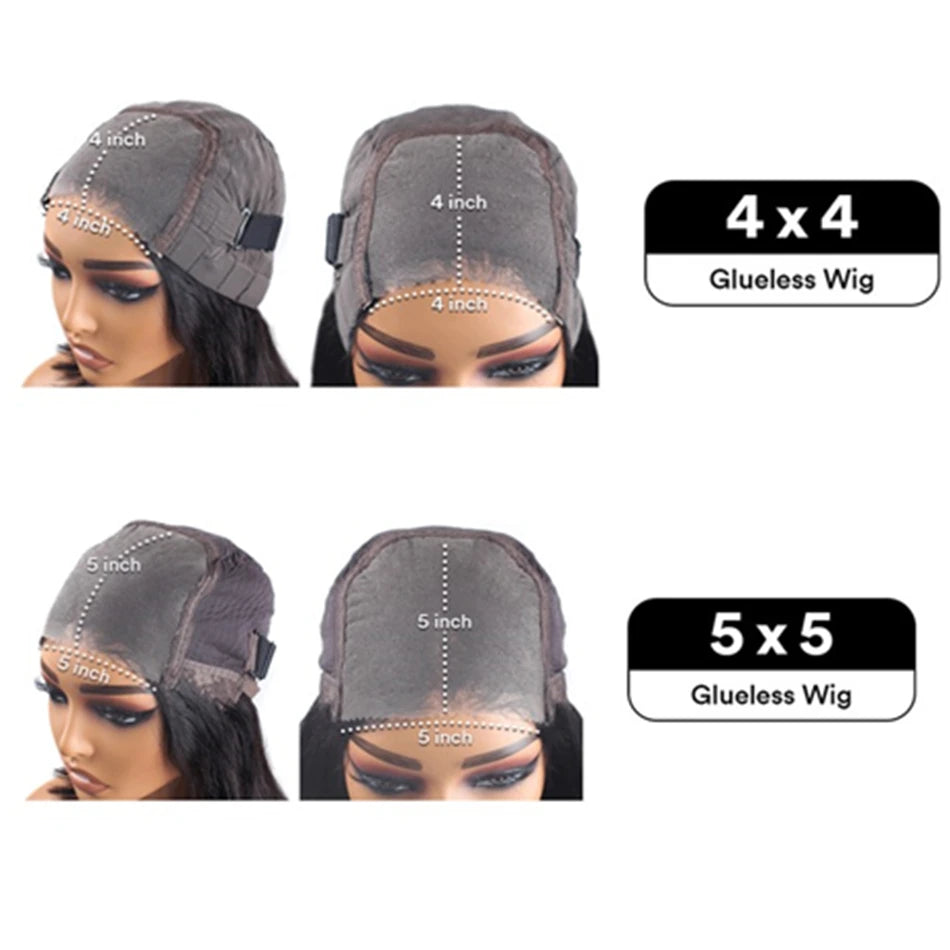 Straight Wear And Go Glueless Human Hair Wigs Pre Cut Pre Plucked Bleached Brazilian 4x4 5x5 Closure Lace Wigs For Black Women