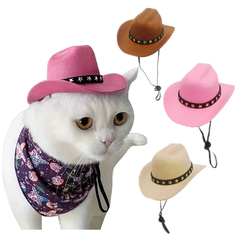 Pet Dog Hat Cowboy Hat Pet Supplies Adjustable Costume Top Hat Headwear Cat Hat Caps Sun Hats for Small Medium Dog