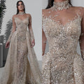 Bling Sequins Wedding Dresses Mermaid Sweetheart Sequins Floor-Length Detachable Train Princess Bride Wedding Dresses Customized