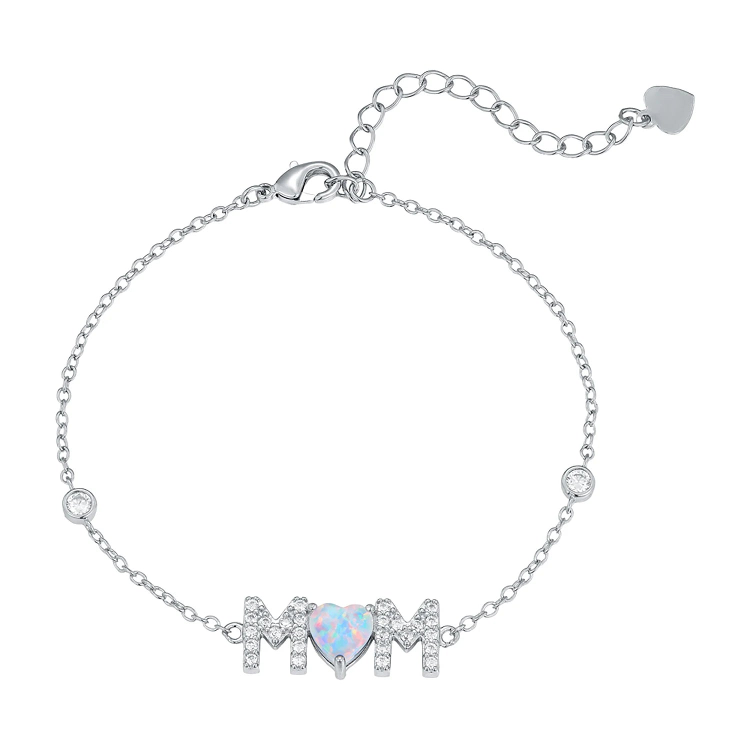 Gifts for Mother from Child,Family Love Jewelry,White Opal & Cubic Zircon,Sentimental MOM Bracelet Perfect for Mother's Day Gift