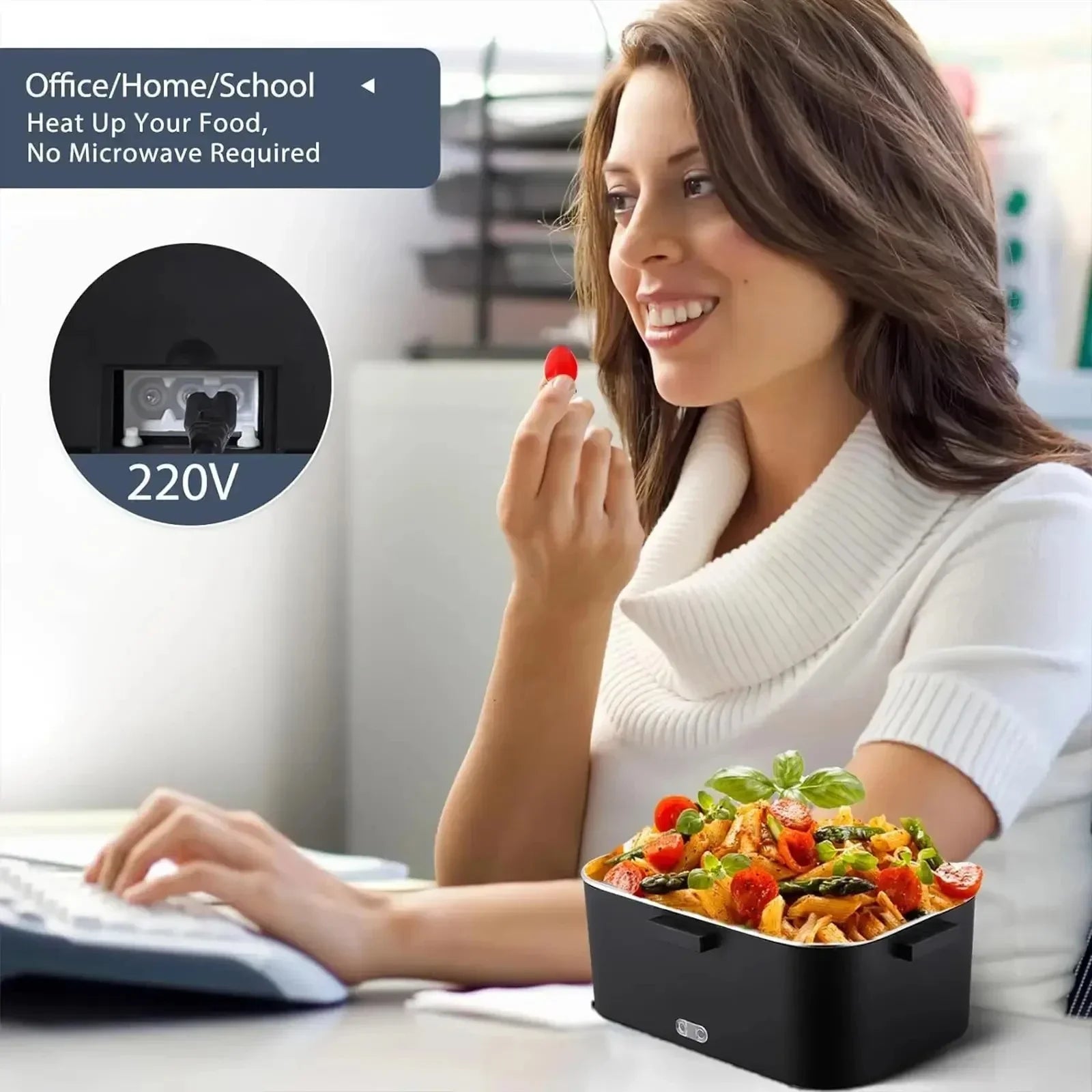 2 in 1 Portable Electric Lunch Box Lunch Box with Heating Function Household Appliances Food Box Electric Lunch Heating Portable