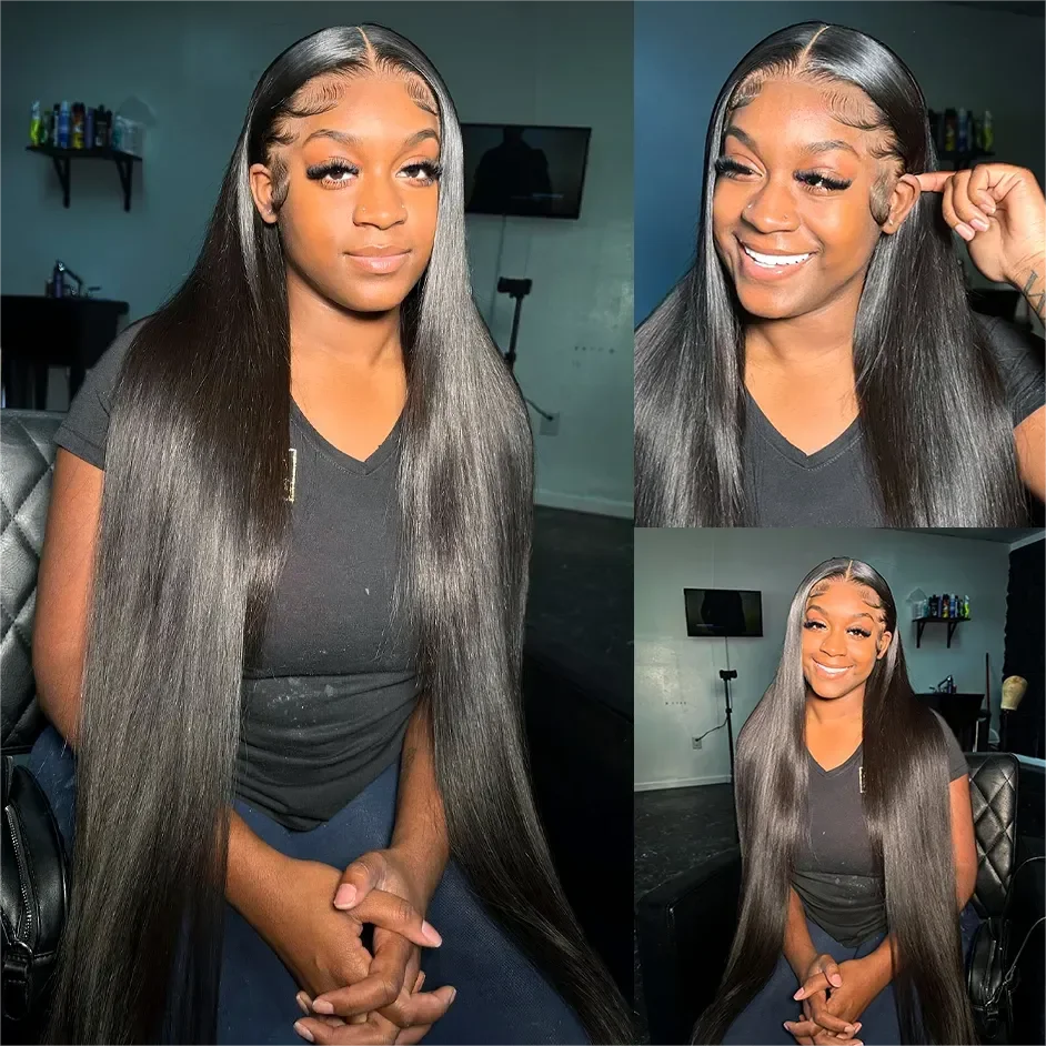 250 density Lace Front Human Hair Wigs Brazilian Hd Transparent Straight 30 40 Inch 13x6 Lace Front wig 360 Wigs For Women 4x4