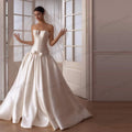 Modern Wedding Dresses Satin Bridal Gowns Sexy Strapless Backless Robes Elegant свадебное платье Vestidos De Novia Customized