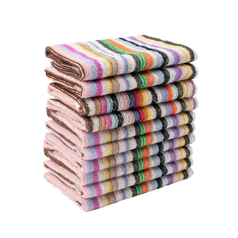 Stripe Kitchen Dish Towels 100% Cotton Highly Absorbent Multi Purpose Tea Towels for Cooking, Drying & Cleaning Pack of 10