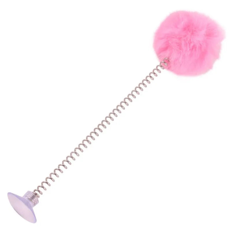 New Pet Dog Cat Toy Pet Supplies Feather Bottom Sucker Pet Cat Toy Cat Spring Stick Cat Interactive Toys Toy With Mini Bell