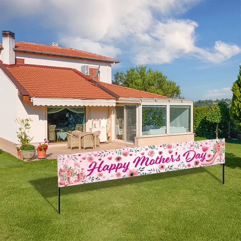 Mother'S Day Celebration Banner Expressing Love For Mothers. Indoor And Outdoor Celebration Activities With Decorations.