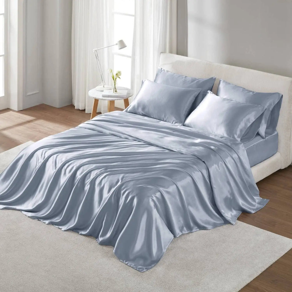 Luxury Satin Sheet Set 400Tc 4 Pcs Twin Size Plain Dyed Bedding Home Use
