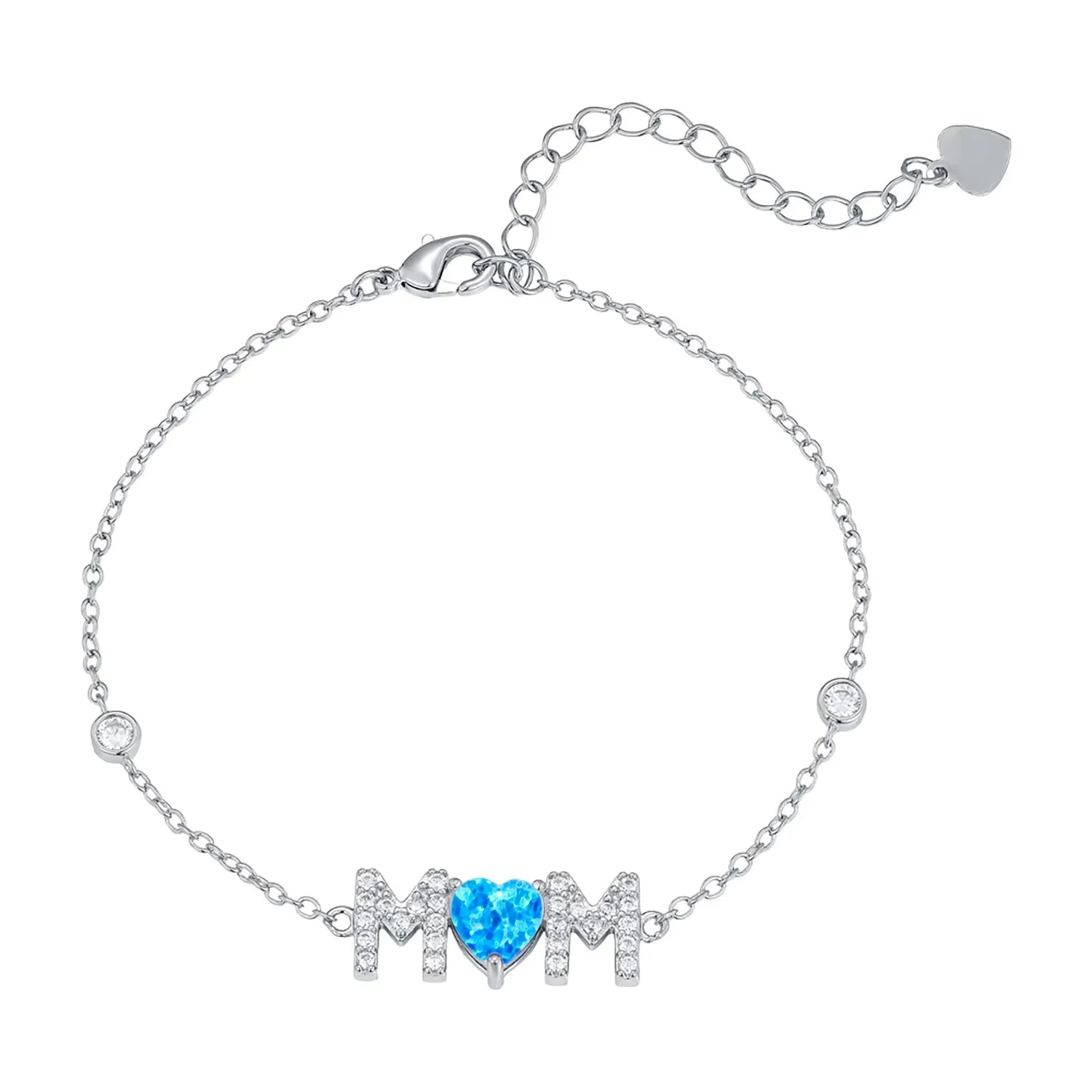 Gifts for Mother from Child,Family Love Jewelry,White Opal & Cubic Zircon,Sentimental MOM Bracelet Perfect for Mother's Day Gift