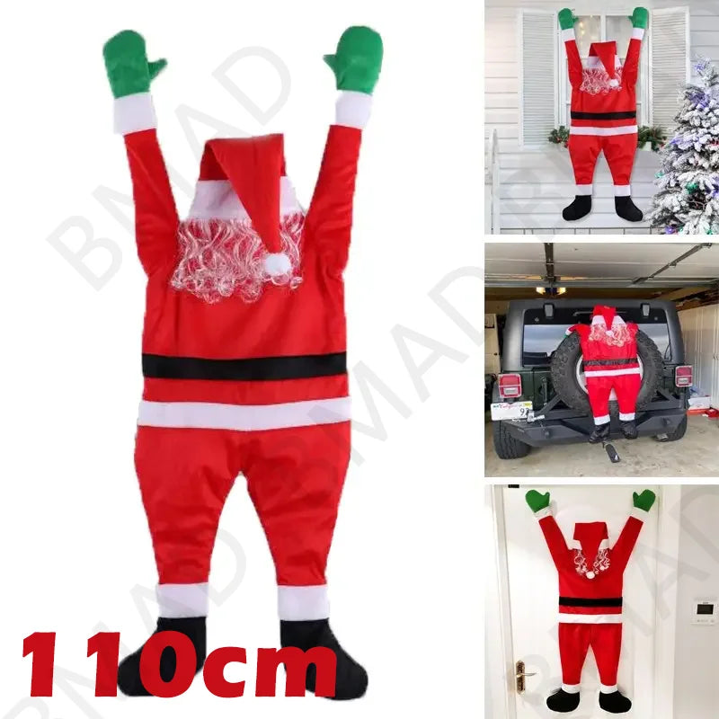 Christmas Climbing Santa Claus Hanging Decoration Outdoor Ornament for Wall Window Yard Home Holiday Party DIY Decor