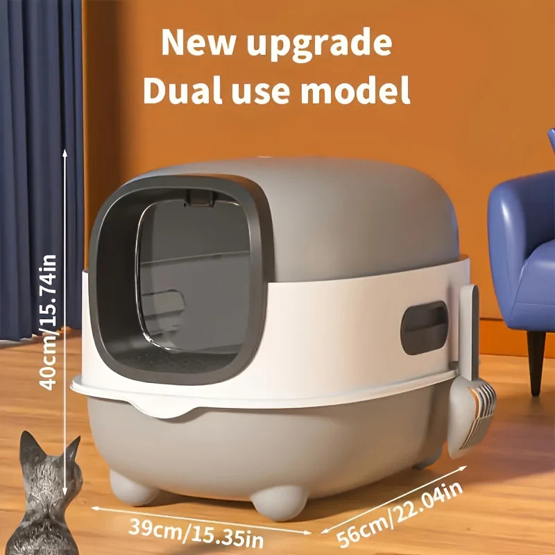 Super-capacity top-loading cat litter box – spacious, foldable, splash-proof, and odor-control design